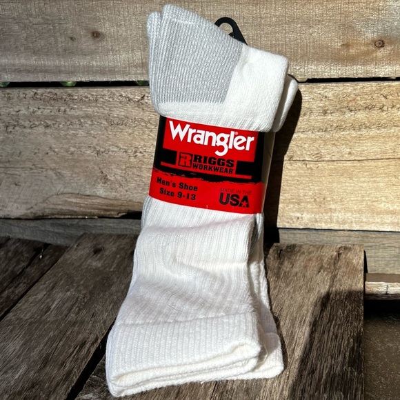 Wrangler Other - 🌻 NEW (with tags!) Wrangler Riggs White & Gray  Workwear Socks Size Large 10-13